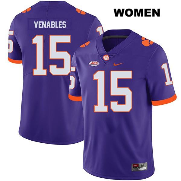 Women's Clemson Tigers #15 Jake Venables Stitched Purple Legend Authentic Nike NCAA College Football Jersey GBS1346XW